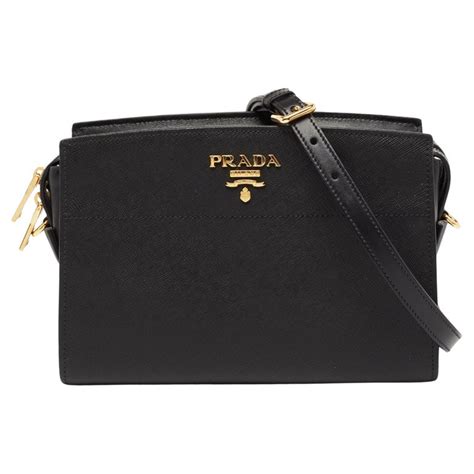 prada esplanade bag black|Black Saffiano Leather Shoulder Bag .